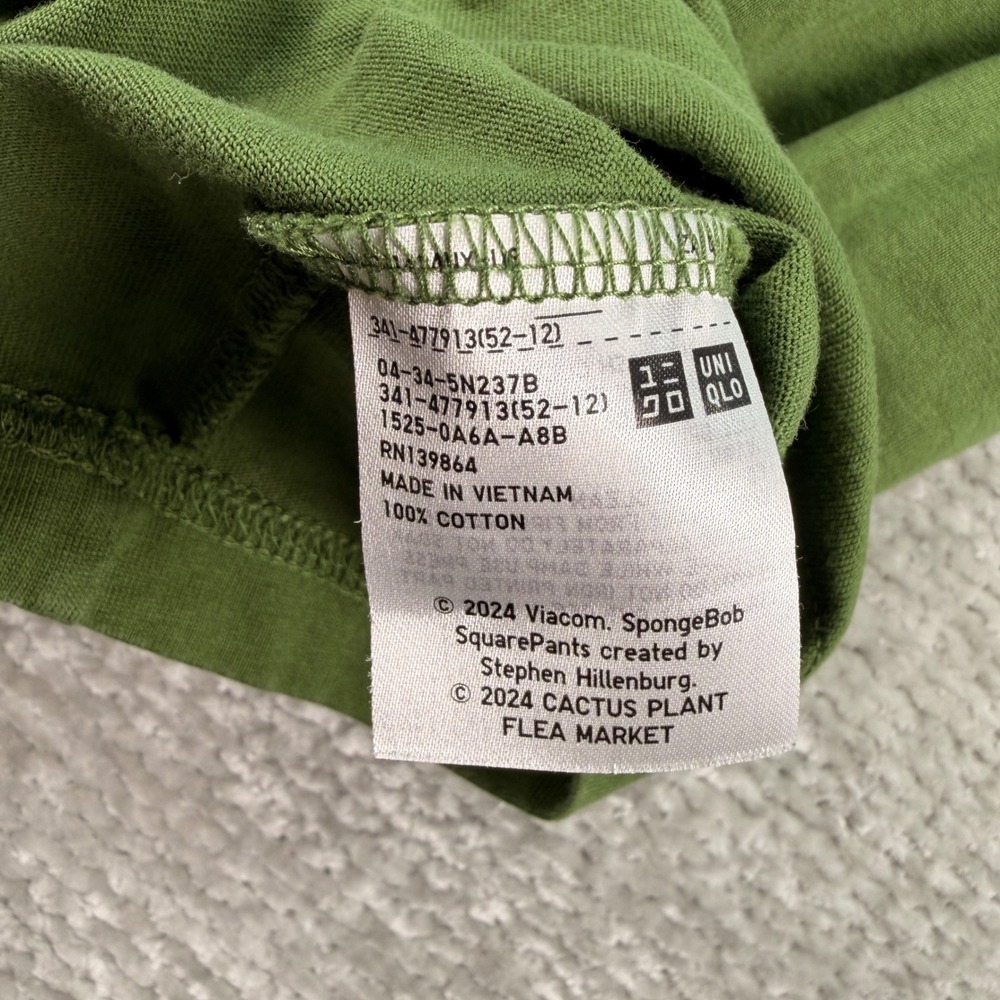 Uniqlo CPFM SpongeBob SquarePants T-Shirt 100% Cotton Medium Green Streetwear - Picture 5 of 7